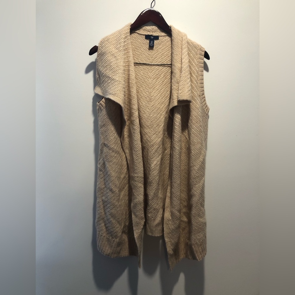 Sleeveless Knit Drape Cardigan Vest Gap